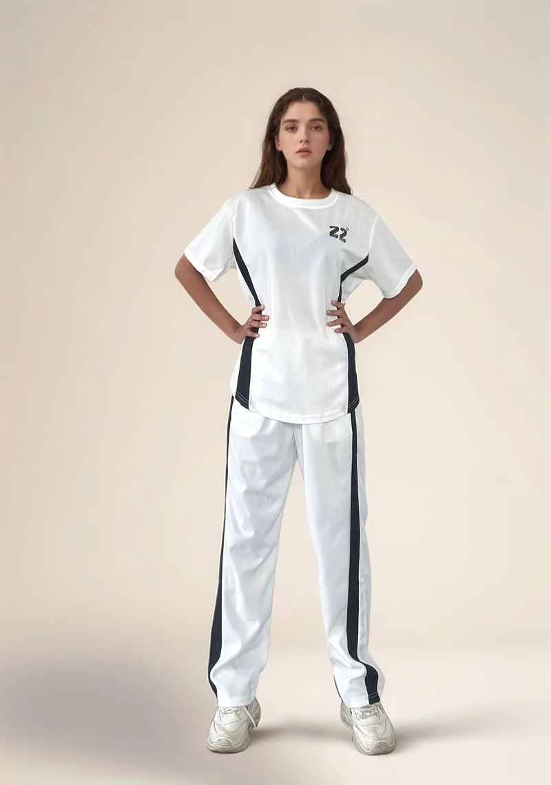 Outzidr  White Relaxed Top And Pant Co-Ord Set for Women | Best Price UAE